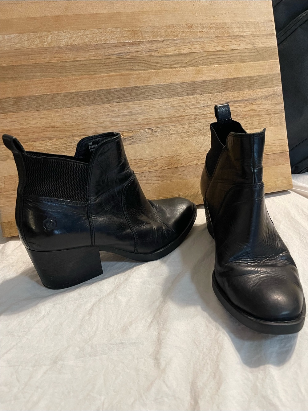 Born Black Leather Ankle Boots
